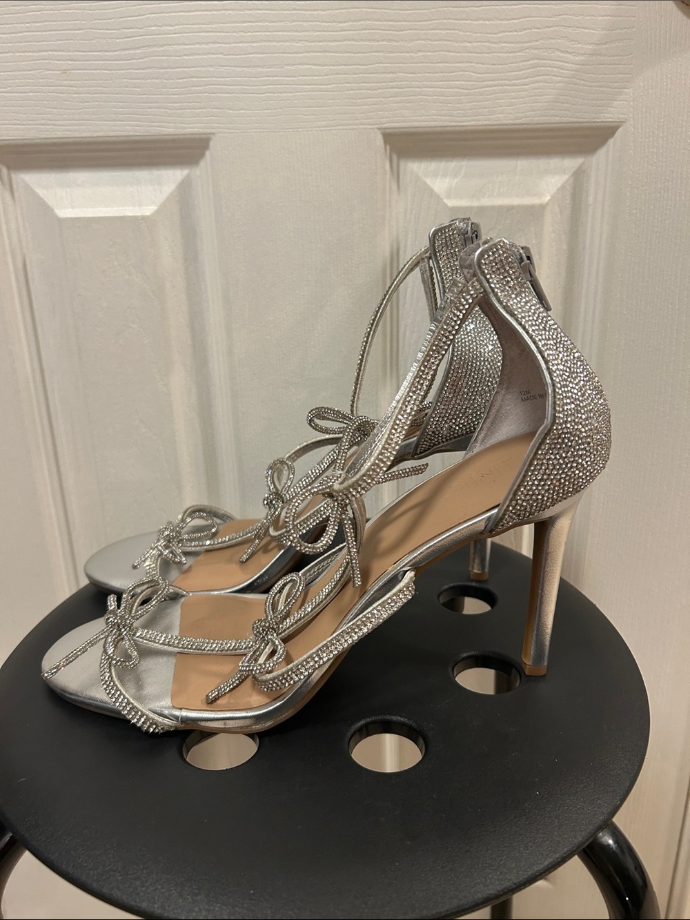 Silver Rhinestone Dress Sandals Size 12